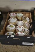 Box of various floral saucers