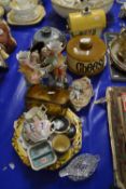 Mixed Lot: Various items to include cheese dish various tea wares, pair of bisque vases, wall