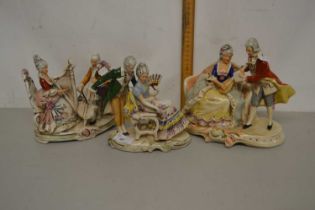 A group of three 20th Century continental porcelain figure groups