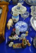 Mixed Lot: Decorated plates, various animal ornaments, blue and white table wares etc