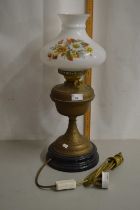 Brass based oil lamp converted to electricity