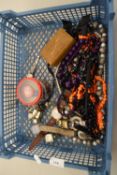 Box of various assorted costume jewellery, wristwatches etc