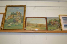 J S Gottart, three studies of rural landscapes, oils, framed and glazed
