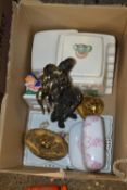 One box of various ornaments, house clearance ceramics etc