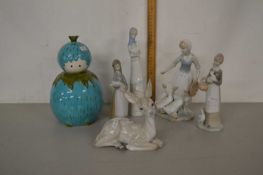 Mixed Lot: A Lladro model of a deer, various other figures and a novelty Italian money box