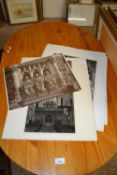 Group of various monochrome photographs of interior scenes from Norwich Cathedral