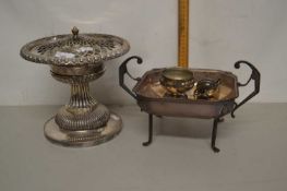Mixed Lot: Silver plated wares comprising a pedestal rose bowl and other items