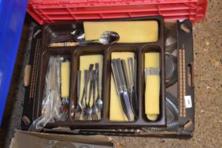 Box of various assorted glass wares, cutlery etc