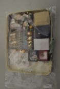 Mixed Lot: Assorted costume jewellery, cufflinks, teaspoons, thimbles etc