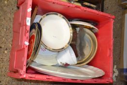 One box of various house clearance ceramics to include mixing bowls, meat plates etc