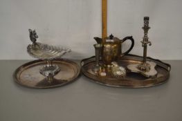 Mixed Lot: Various silver plated wares to include serving trays, shell formed dish and other items