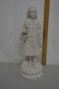 Parian ware figure of a young girl with a basket