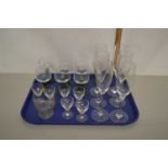 Tray of various assorted drinking glasses