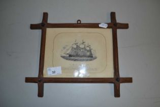 Small coloured print of HMS Hercules set in an Oxford frame