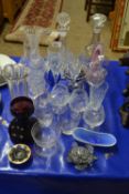 Mixed Lot: Various glass decanters, drinking glasses and other items