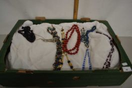 Box of various assorted costume necklaces and others