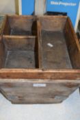 Wooden cutlery tray and a metal bound wooden basket