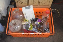 Box of various assorted house clearance items to include demi johns, hanging candle holder etc
