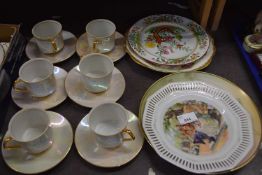 Quantity of pearlescent glazed tea wares and collectors plates