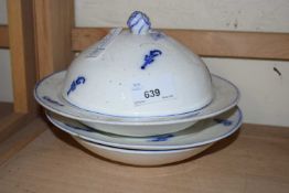 A Meissen blue and white muffin dish and cover and others