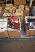 Seven boxes of various mixed books