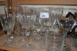 Quantity of assorted wine glasses