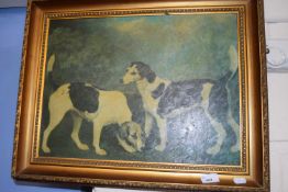 Study of two dogs, gilt frame