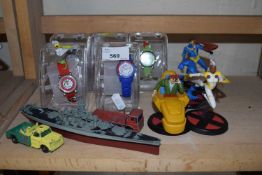 Quantity of assorted children's watches and toy figurines