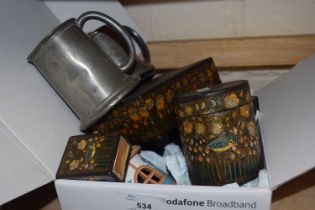 Mixed Lot: Two pewter mugs, storage boxes, small ceramics etc