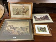 Group of four various coloured prints to include a Yarmouth beach scene