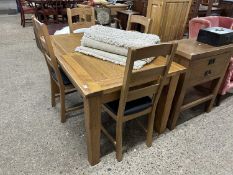 Modern extending oak dining table and four chairs