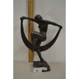 Modern bronzed metal figure of an Art Deco dancer