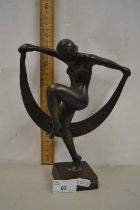 Modern bronzed metal figure of an Art Deco dancer