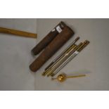 Collection of vintage brass mounted thermometers, hydrometer etc