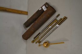 Collection of vintage brass mounted thermometers, hydrometer etc