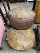 Three retro leather covered footstools