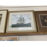 Lorenzo Barron, study of HMS Boreas, watercolour, framed and glazed