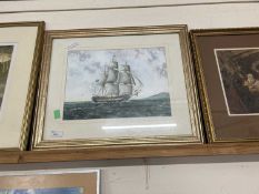 Lorenzo Barron, study of HMS Boreas, watercolour, framed and glazed