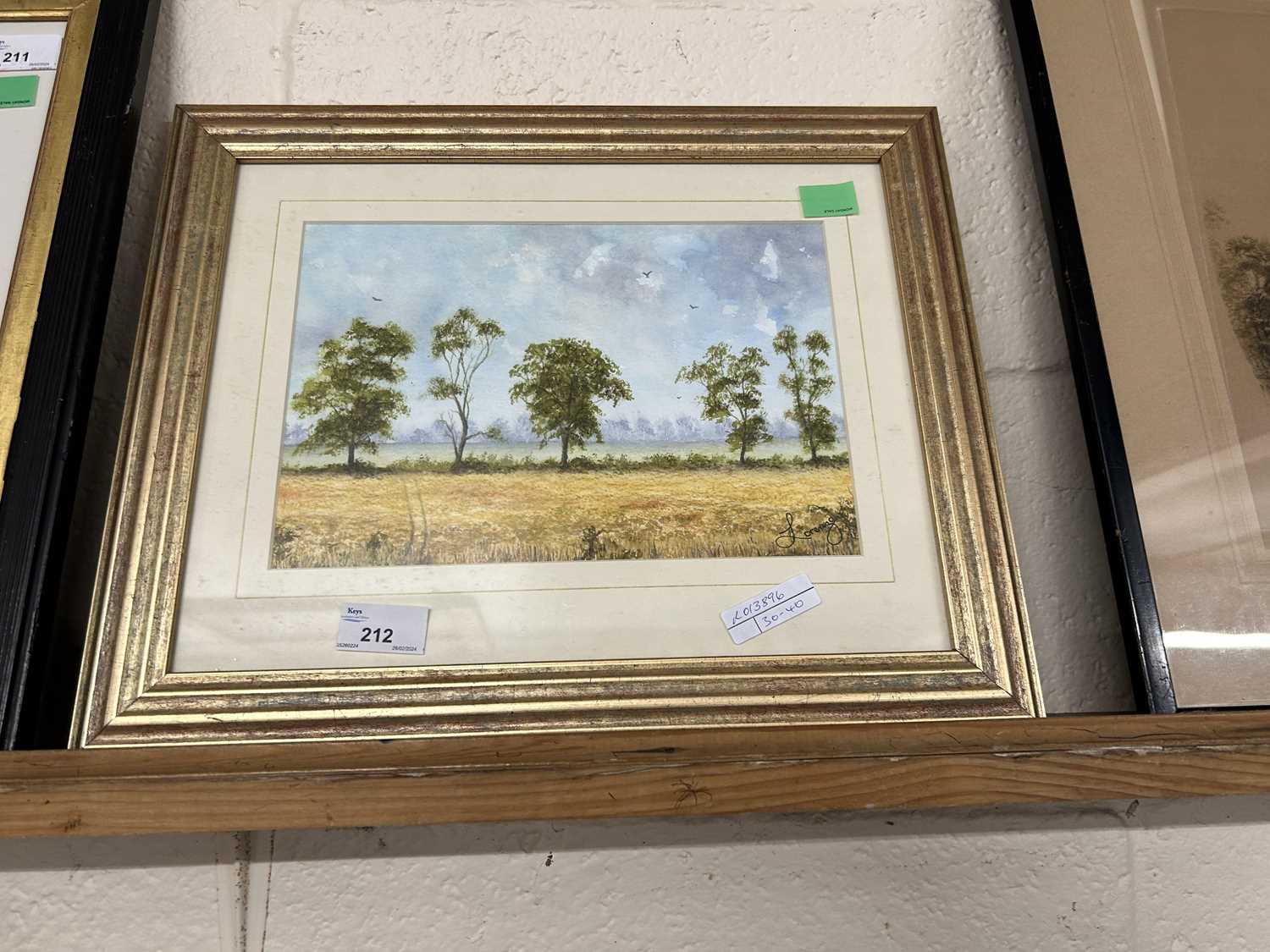 Lorenzo Barron, Wheat Fields Nr Norwich, watercolour, framed and glazed