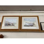 Two contemporary studies of Cromer Beach scenes with fishing boats