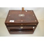 Victorian mother of pearl inlaid jewellery box and various contents