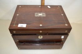 Victorian mother of pearl inlaid jewellery box and various contents