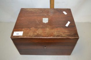 Victorian rosewood vanity box with fitted interior with bottles with base metal tops