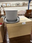 A top hat by S. Patey, size 6 7/8 plus a further pair of gloves