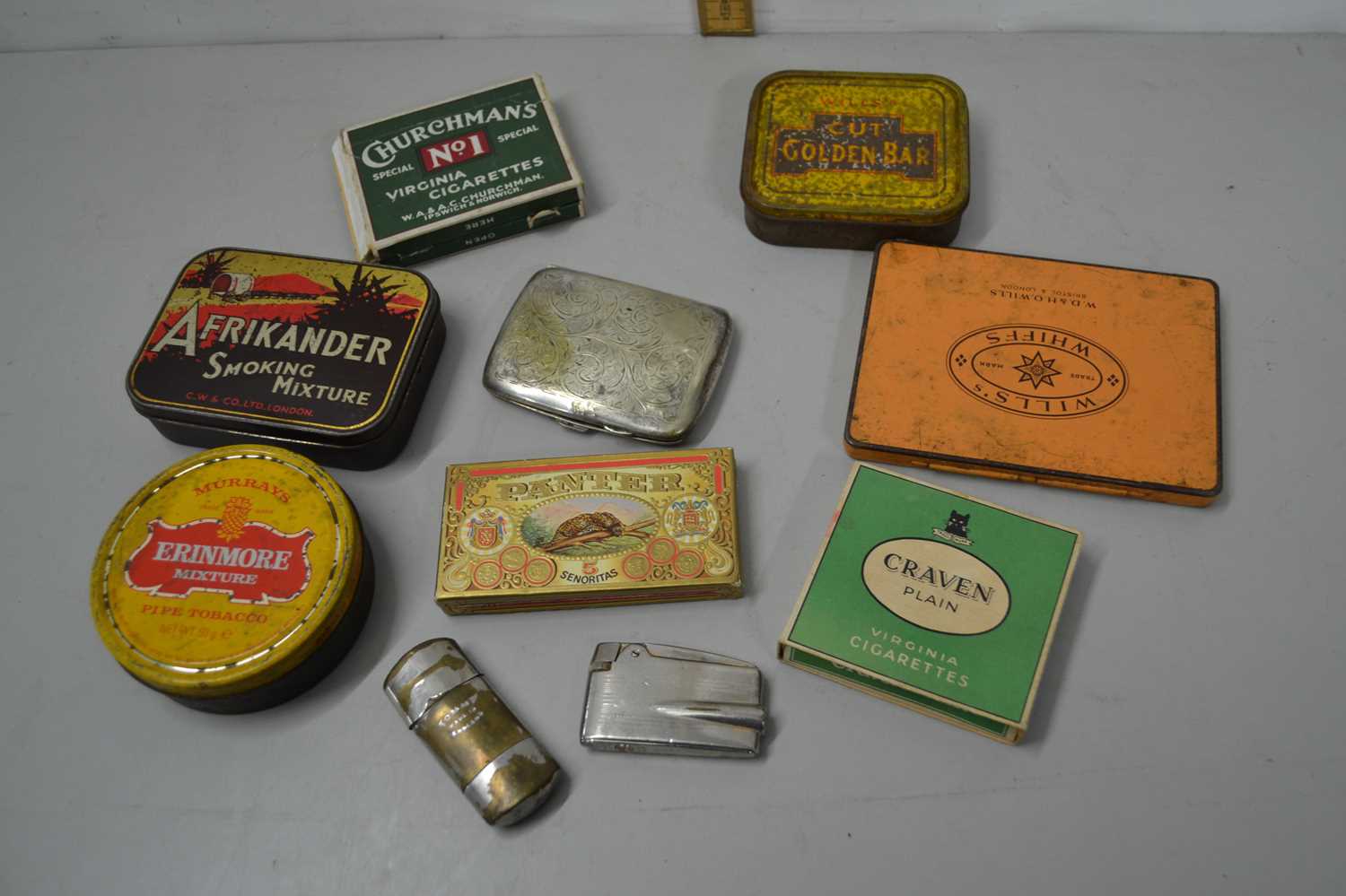 Collection of various tobacco tins