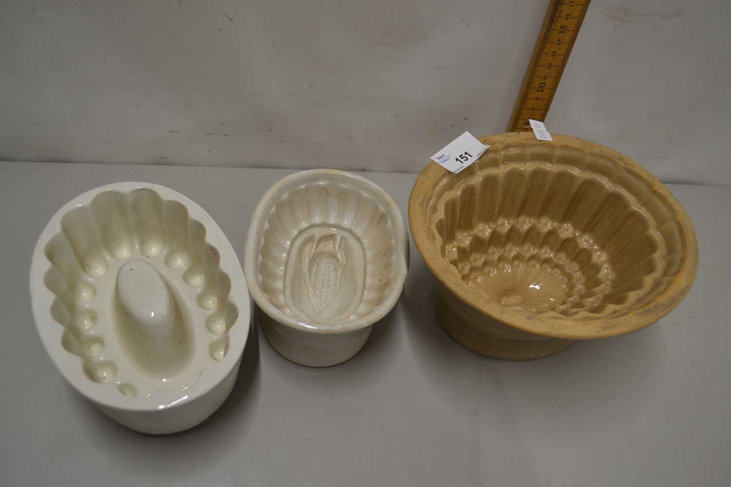 Three various ceramic jelly moulds