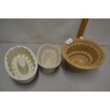 Three various ceramic jelly moulds