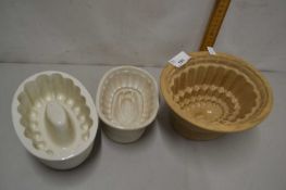 Three various ceramic jelly moulds