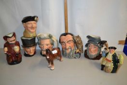 Collection of Royal Doulton character jugs plus further novelty teapots and a porcelain shire