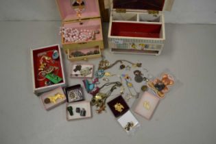 Two cases of various costume jewellery